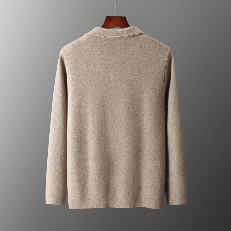 Casual men's Milano knit cardigan in light grey, offering versatile style & warmth for everyday fall outfits.
