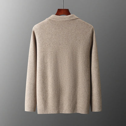 Casual men's Milano knit cardigan in light grey, offering versatile style & warmth for everyday fall outfits.