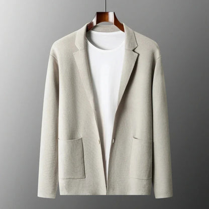 Stylish men's long-sleeve Milano knit cardigan, perfect for comfortable layering in fall & winter fashion.
