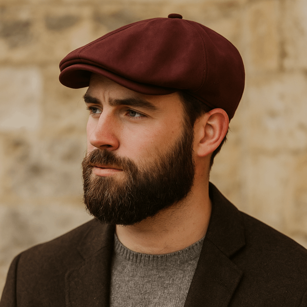 Men's classic newsboy cap in vintage style. A timeless flat cap, perfect for a sophisticated look.