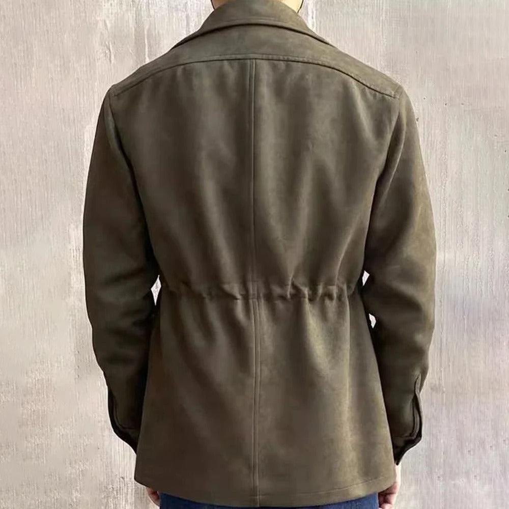 Man in a stylish classic outdoor field jacket. Four-pocket design, perfect for adventure, layering, and casual style.