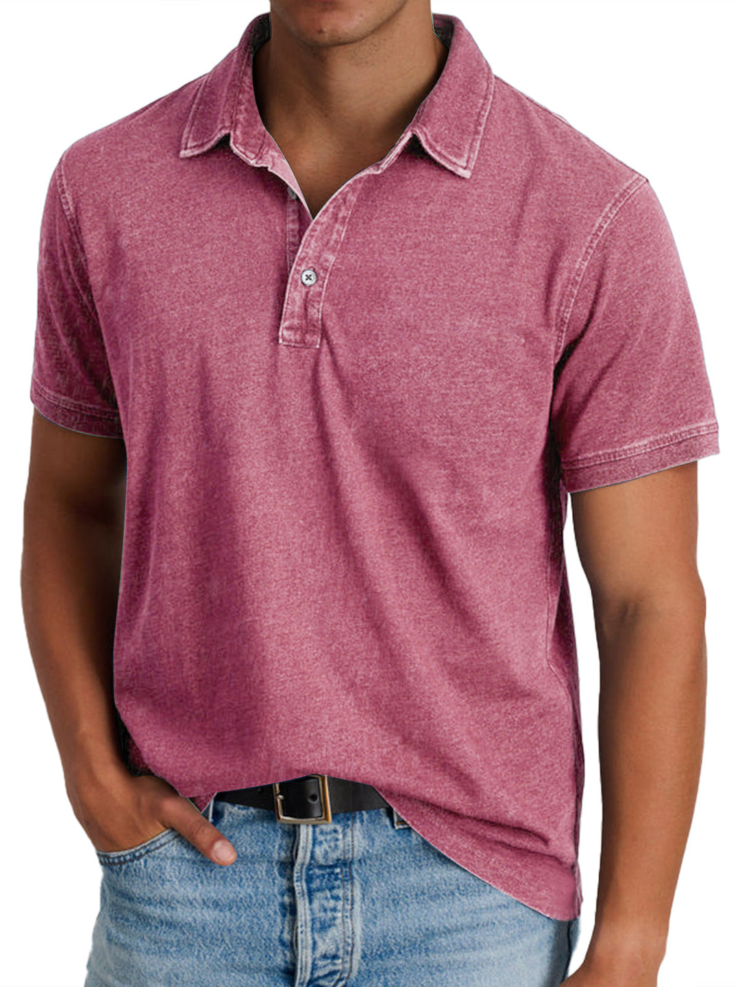 Men's casual polo shirt, relaxed fit. Features button placket & short sleeves. Essential for spring & summer style.