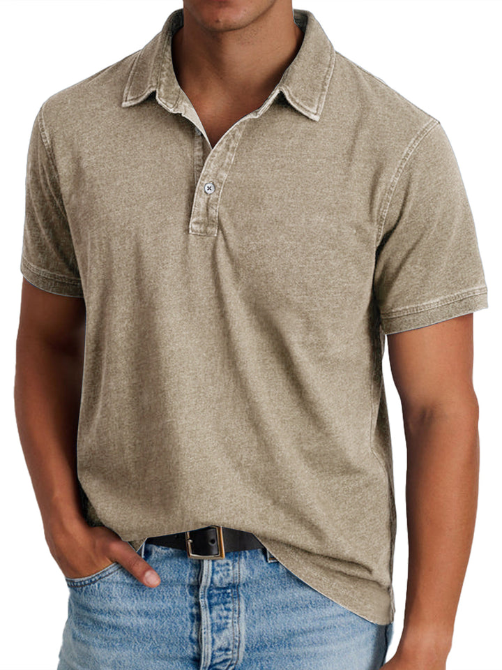Men's classic short sleeve polo shirt, relaxed fit. A versatile, refined casual top for modern summer fashion.