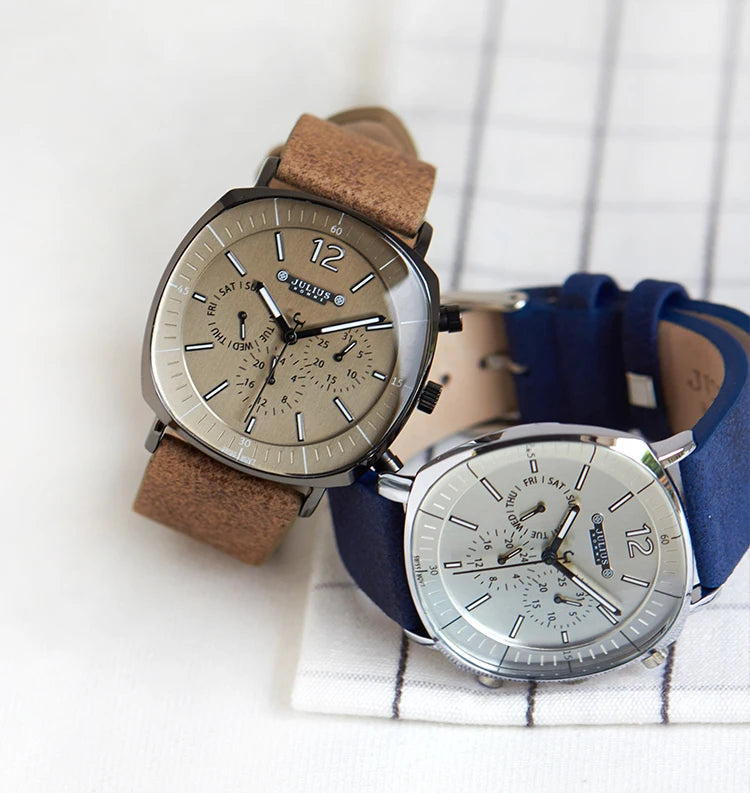 Durable men's water-resistant chronograph watch back, highlighting the robust stainless steel case.