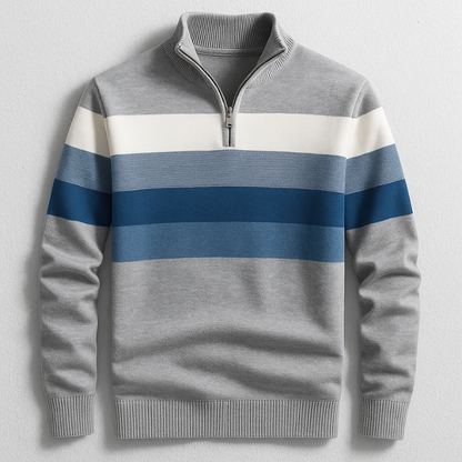 Men's classic quarter-zip pullover in a tailored fit, perfect for smart casual layering. Comfortable long sleeve top.