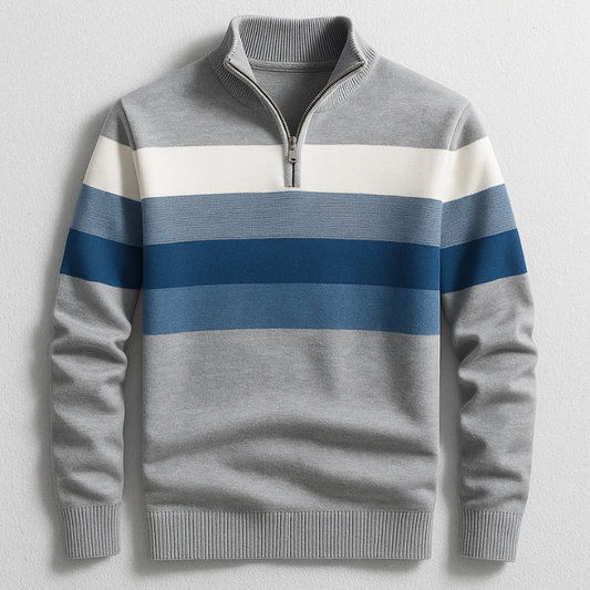 Men's classic quarter-zip pullover in a tailored fit, perfect for smart casual layering. Comfortable long sleeve top.