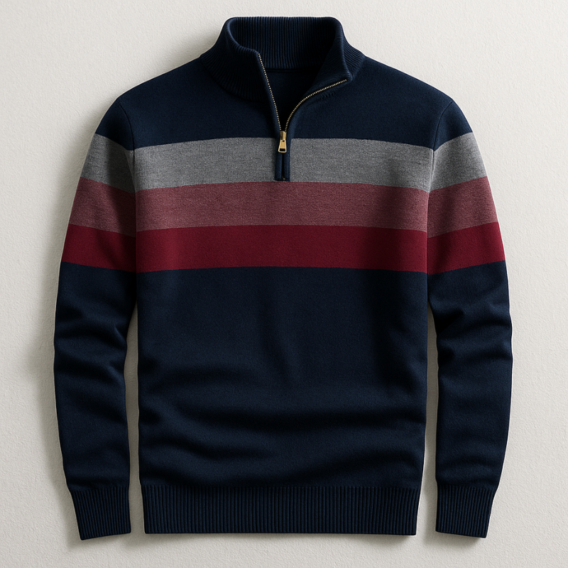 Stylish men's quarter-zip pullover, ideal for comfortable layering or everyday smart casual wear.