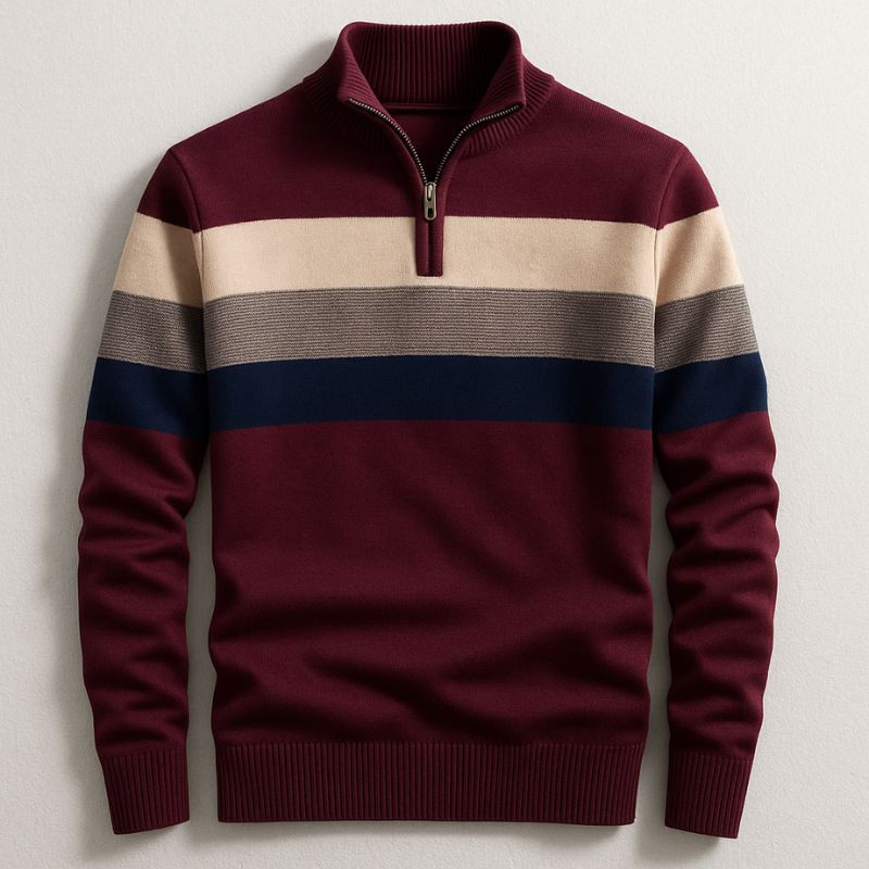 Tailored fit men's long sleeve quarter-zip top, versatile for casual wear and effective layering.