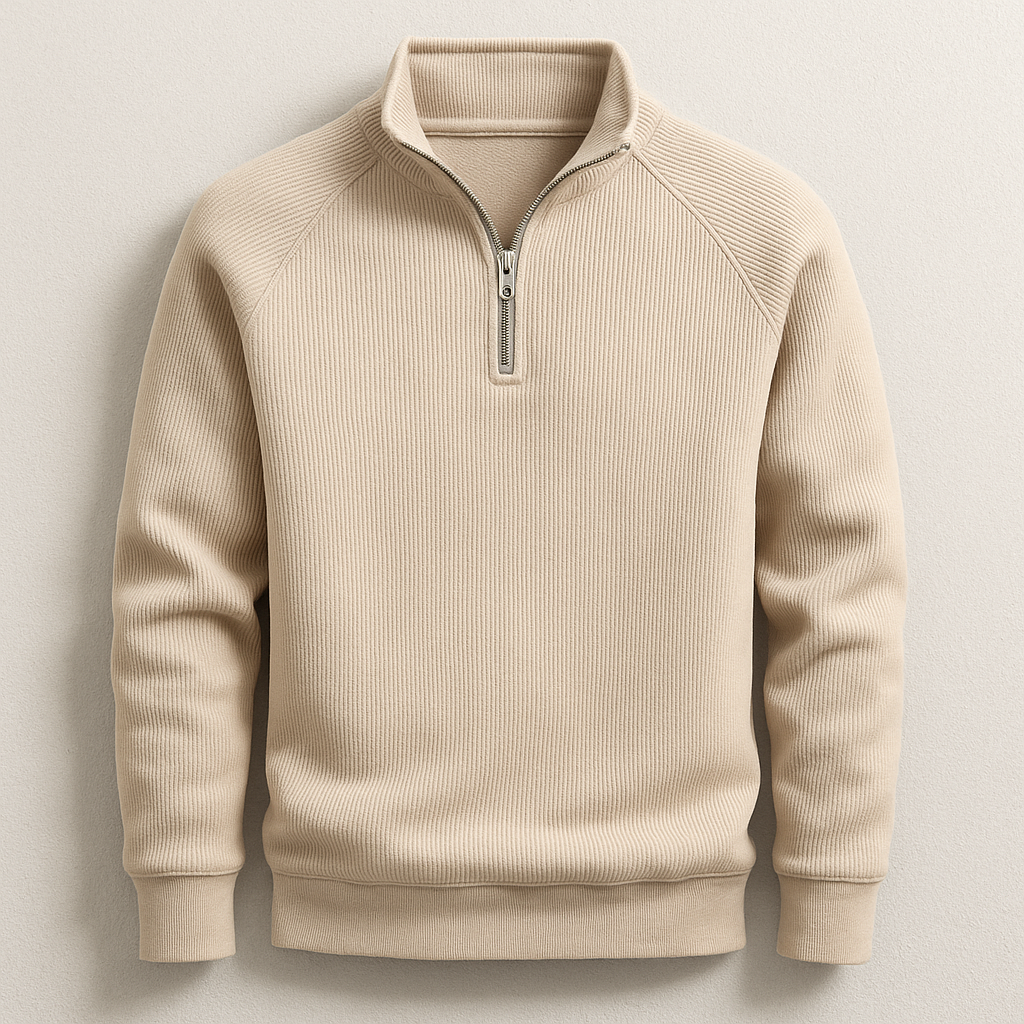 Men's classic quarter-zip pullover in navy, tailored fit for effortless style & comfort. Perfect for casual wear.