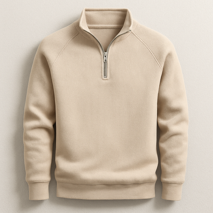 Men's classic quarter-zip pullover in navy, tailored fit for effortless style & comfort. Perfect for casual wear.