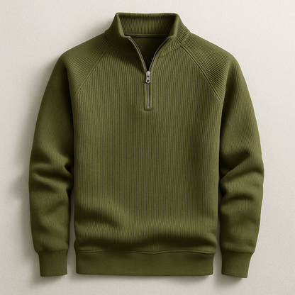 Comfortable men's quarter-zip long sleeve top, ideal for layering or casual wear. Sophisticated classic style.