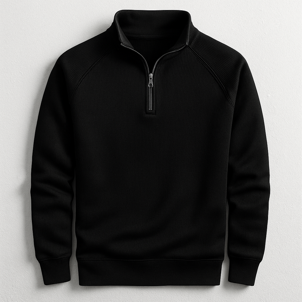 Stylish men's quarter-zip long-sleeve pullover offering effortless style & comfort for everyday casual wear.