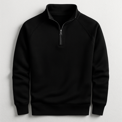 Stylish men's quarter-zip long-sleeve pullover offering effortless style & comfort for everyday casual wear.