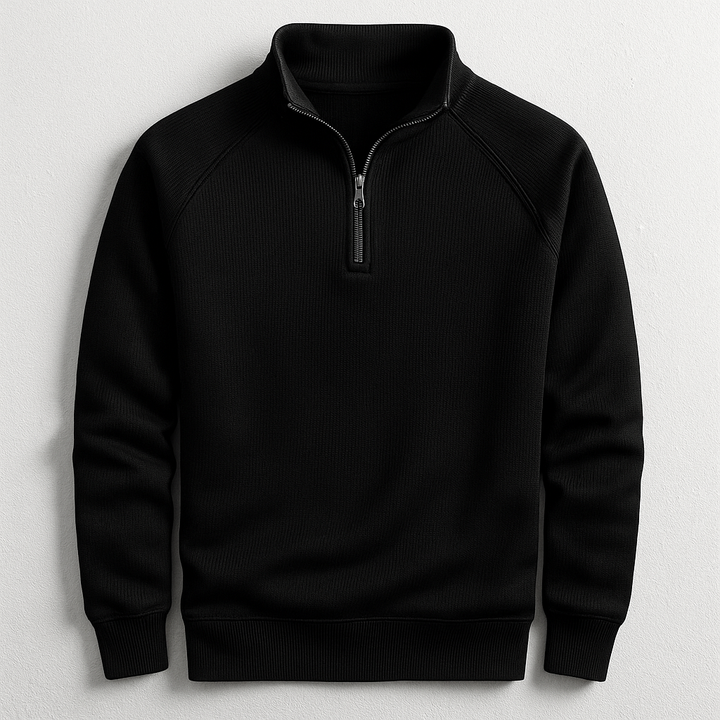 Stylish men's quarter-zip long-sleeve pullover offering effortless style & comfort for everyday casual wear.