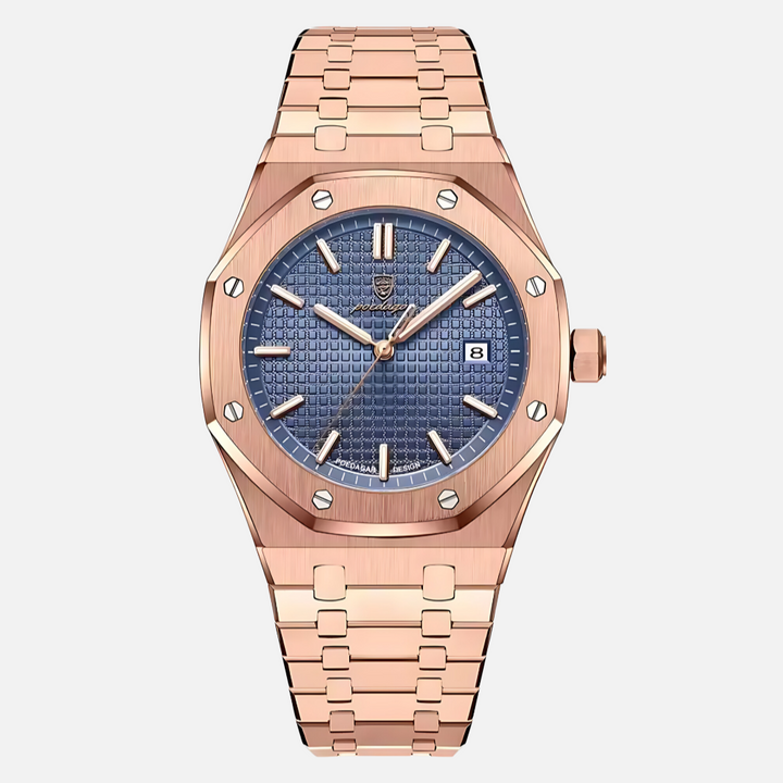 Stylish gift for men: classic quartz watch with a timeless Roman numeral dial. A durable and elegant accessory.