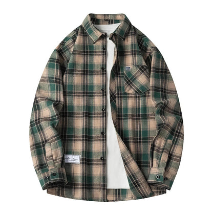 Premium men's black & white plaid flannel shirt, classic button-down for versatile casual style.
