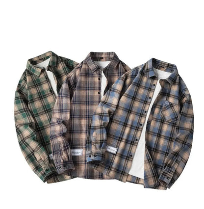 Cozy men's gray plaid flannel shirt, perfect for casual outfits, timeless style & comfort.