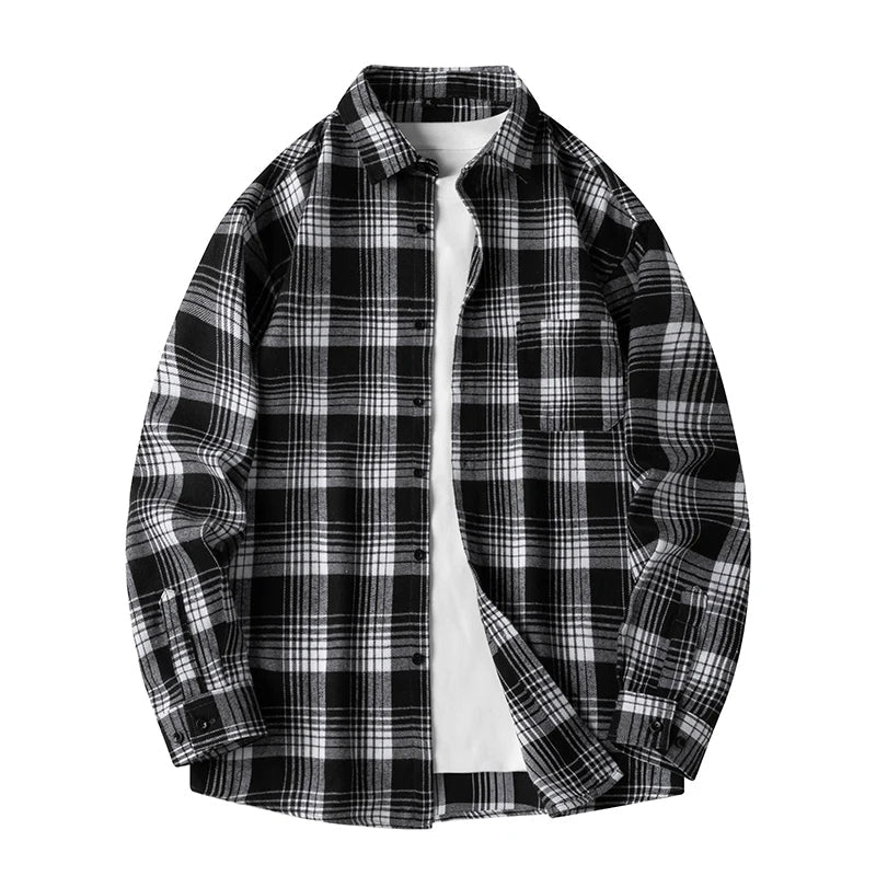 Everyday men's long sleeve red plaid flannel shirt, soft comfort for layering or casual wear.