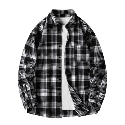 Everyday men's long sleeve red plaid flannel shirt, soft comfort for layering or casual wear.