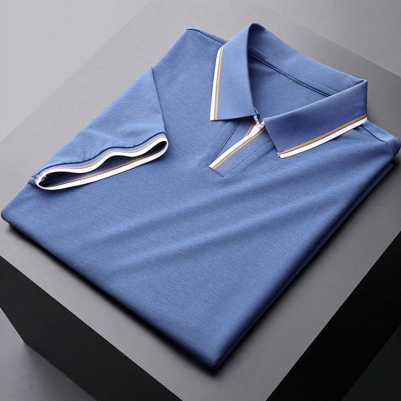 Stylish men's polo top featuring a distinct contrast collar, ideal for a refined casual look.