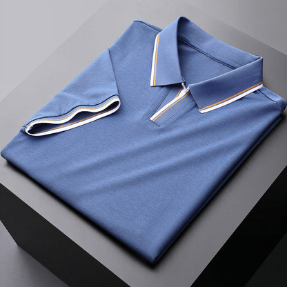Stylish men's polo top featuring a distinct contrast collar, ideal for a refined casual look.