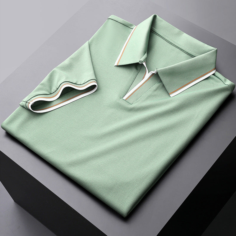 Elegant men's polo shirt, short sleeves & a stylish contrast collar make it a perfect smart casual top.