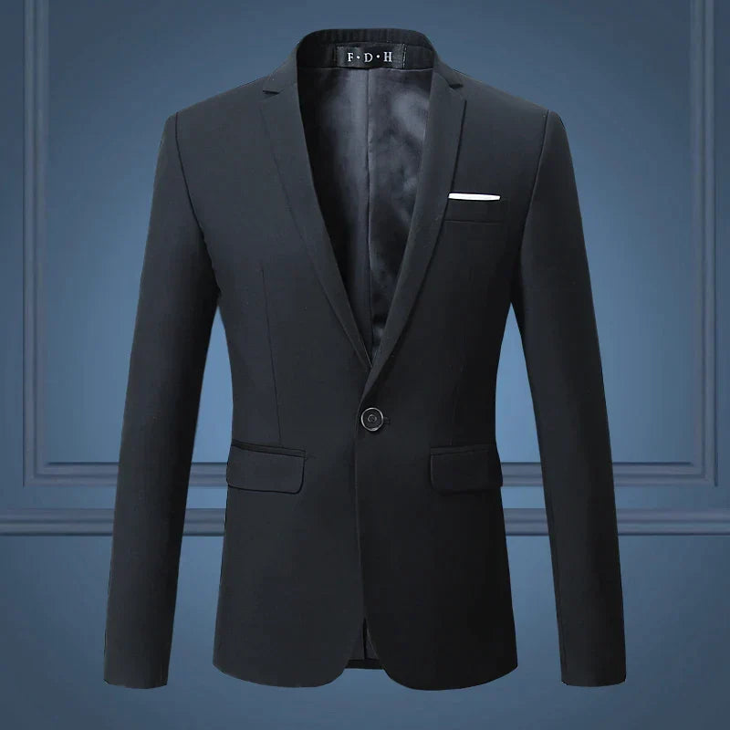 Professional men's tailored fit blazer, great for a sharp formal jacket or smart casual ensemble.