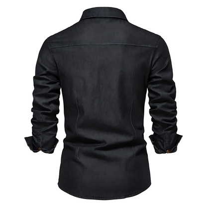 Versatile men's classic button-down shirt, long sleeve, ideal for workwear, modern fashion & everyday style.