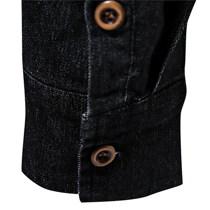 Detail shot: men's classic button-down shirt collar & cuffs, highlighting quality for versatile casual & workwear.