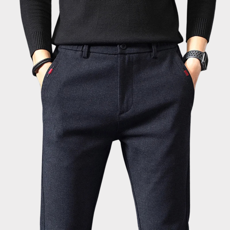 Men's classic slim fit pants in charcoal, offering wrinkle-resistant comfort and versatile style for everyday wear.