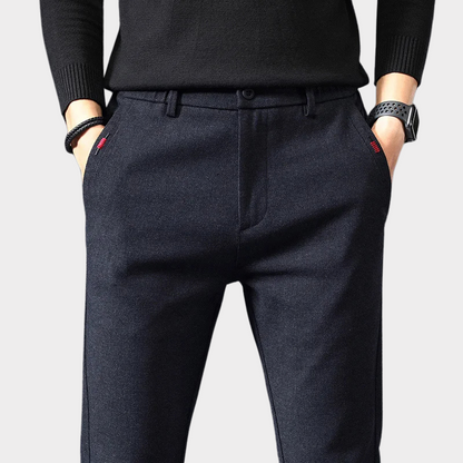 Men's classic slim fit pants in charcoal, offering wrinkle-resistant comfort and versatile style for everyday wear.