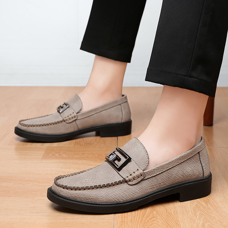 Close-up of men's classic slip-on loafers, highlighting quality craftsmanship and comfortable design.