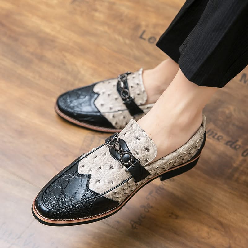 Vintage-inspired men's classic slip-on loafers, elegant footwear for timeless dress style.