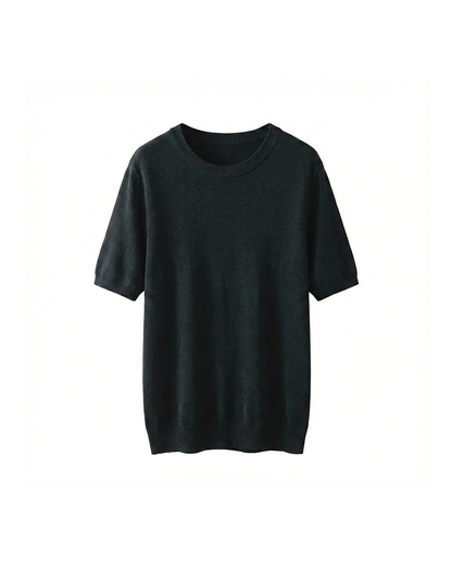 Men's classic solid color short sleeve shirt with O-neck, perfect for everyday casual wear & comfort.