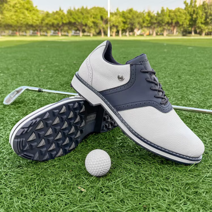 Men's waterproof golf shoes with classic styling, spiked for ultimate stability on the course.
