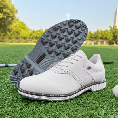 Men's classic golf shoes with all-weather spikes, waterproof for dry feet and ultimate grip.