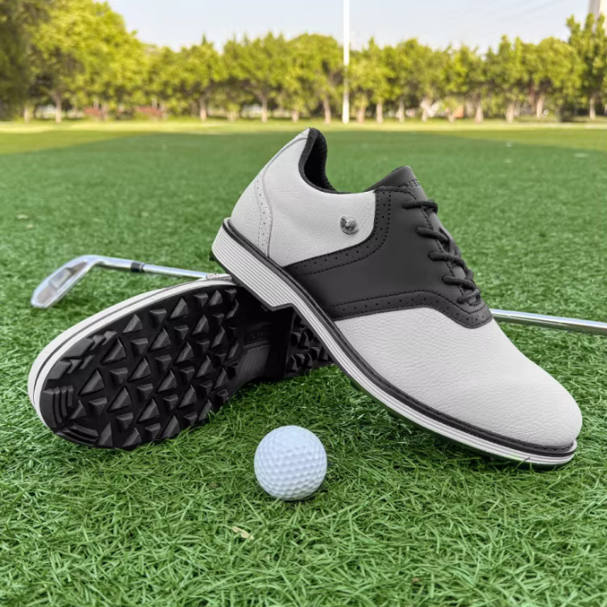 All-weather men's golf shoes, spiked for stability, waterproof for performance in any condition.