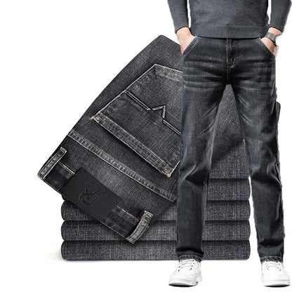Classic men's straight fit jeans, versatile casual denim for a timeless wardrobe staple.