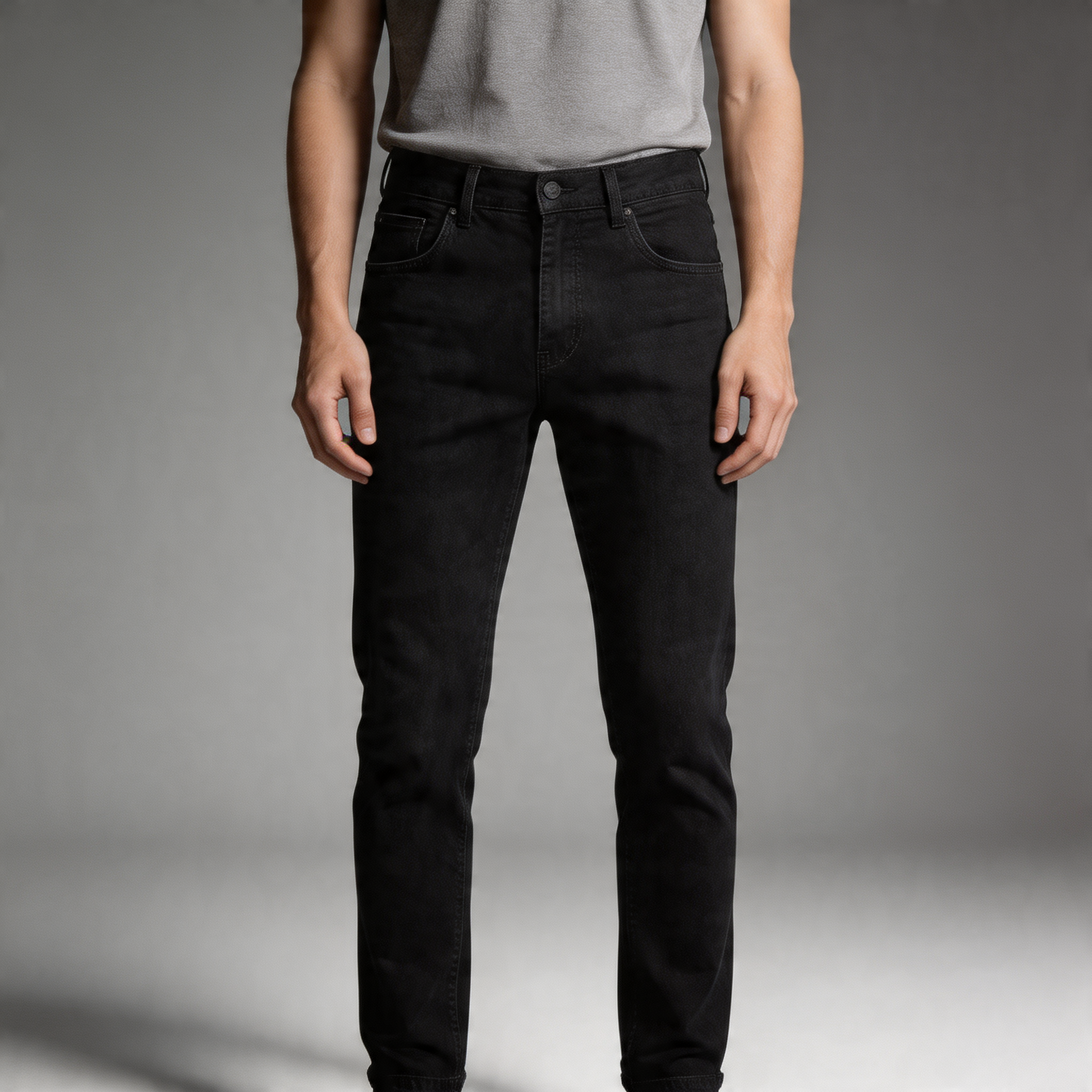 Everyday men's straight leg denim trousers, available in classic blue, gray, black.