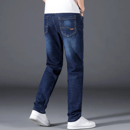 Versatile men's black straight leg jeans, relaxed fit for everyday comfort & casual fashion.