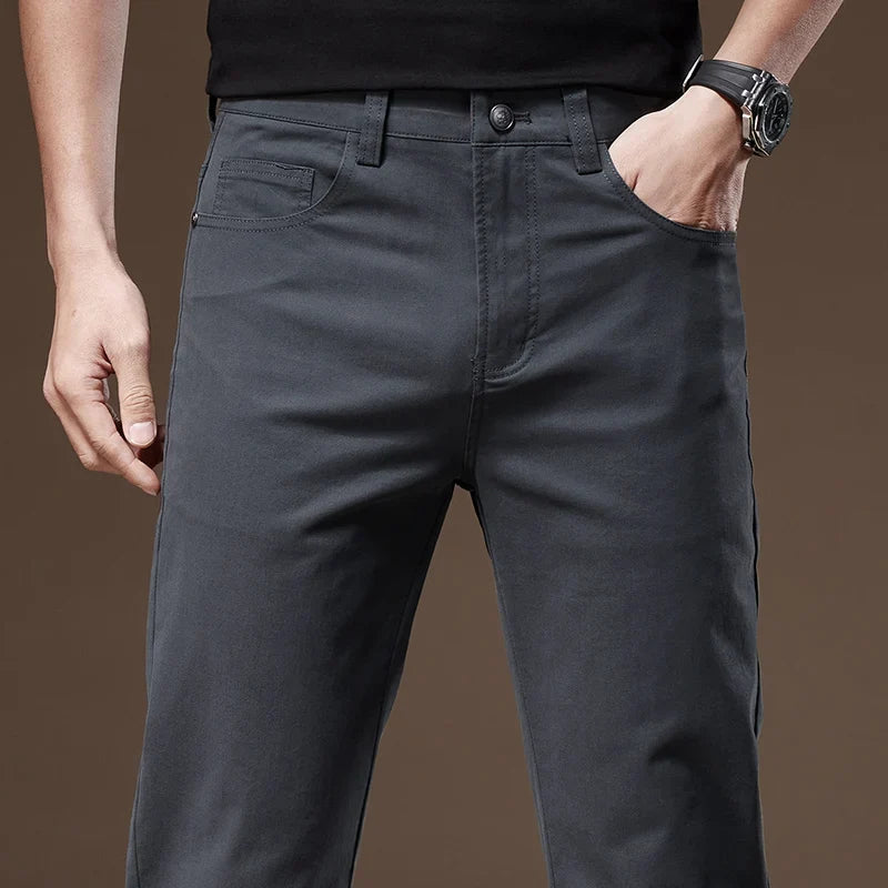 Tailored fit men's trousers, classic straight-leg design. Durable & comfortable for everyday men's fashion.