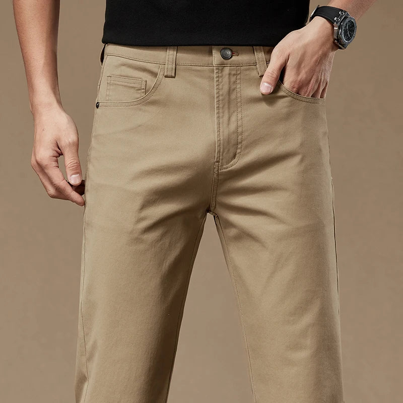 Durable men's straight-leg pants, classic style for everyday comfort. Versatile tailored fit men's fashion.