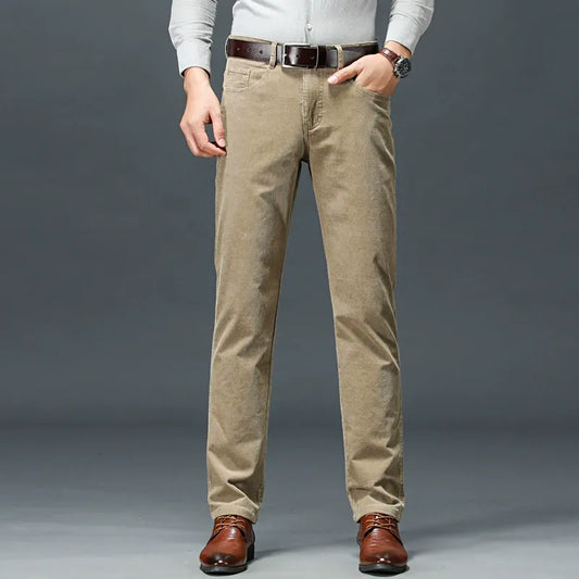 Men's classic stretch corduroy pants, straight leg for all-day comfort & versatile style.