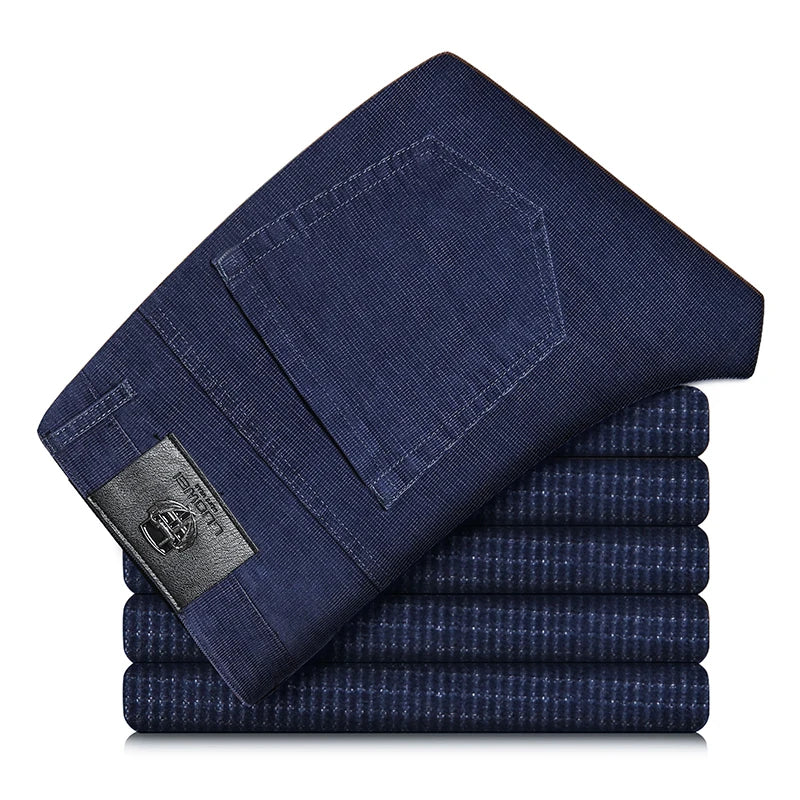 Men's fashion: classic stretch corduroy straight leg pants, versatile smart casual comfort.