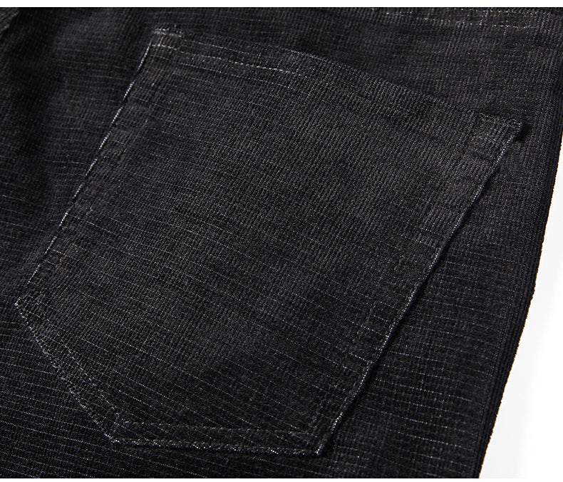 Comfortable men's stretch corduroy pants, a classic straight leg for smart casual style.