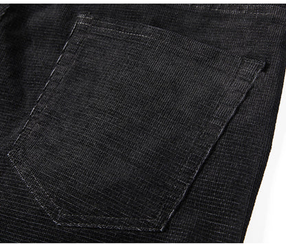 Comfortable men's stretch corduroy pants, a classic straight leg for smart casual style.