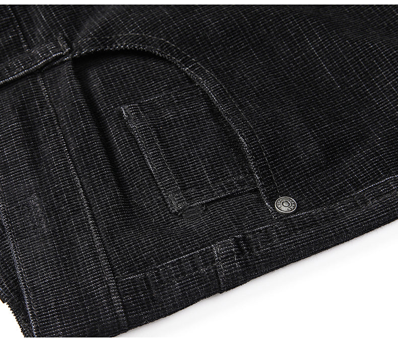 Classic men's straight leg corduroy pants, midweight stretch for versatile everyday comfort.