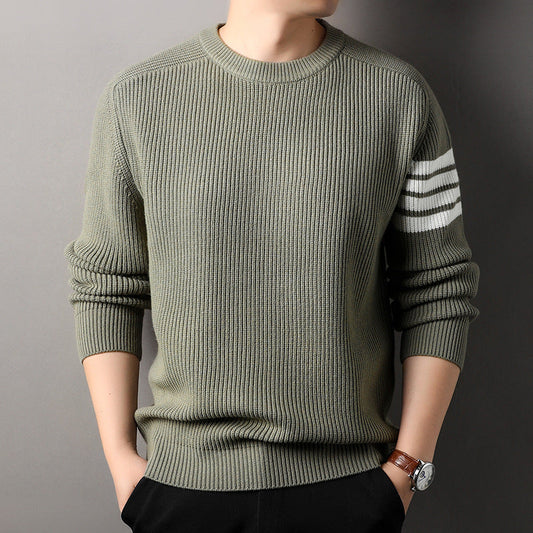 Men's classic striped pullover sweater for stylish & comfortable casual wear.