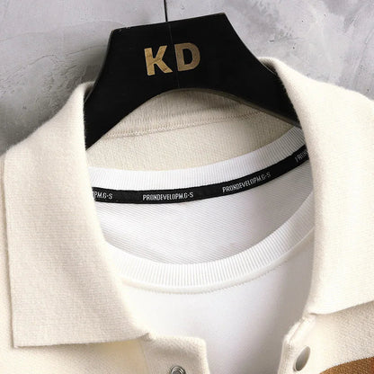 Classic men's varsity jacket featuring bold stripes, a casual button-up style, and comfortable relaxed fit.