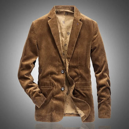 Men's classic tailored blazer, two-button design with notch lapel for smart casual & professional wear.